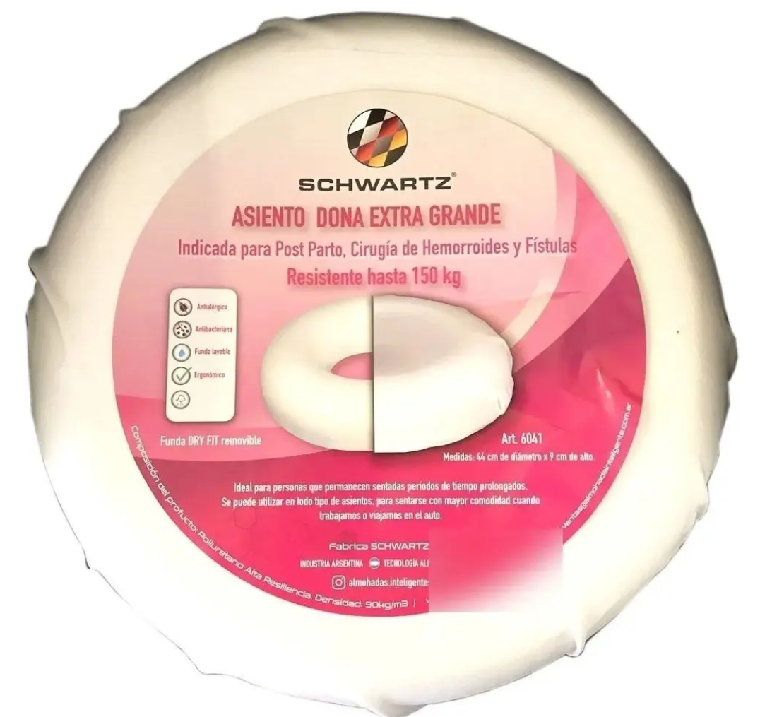Asiento Almohadón Dona Hemorroides Schwartz XL — 44×44 cm
