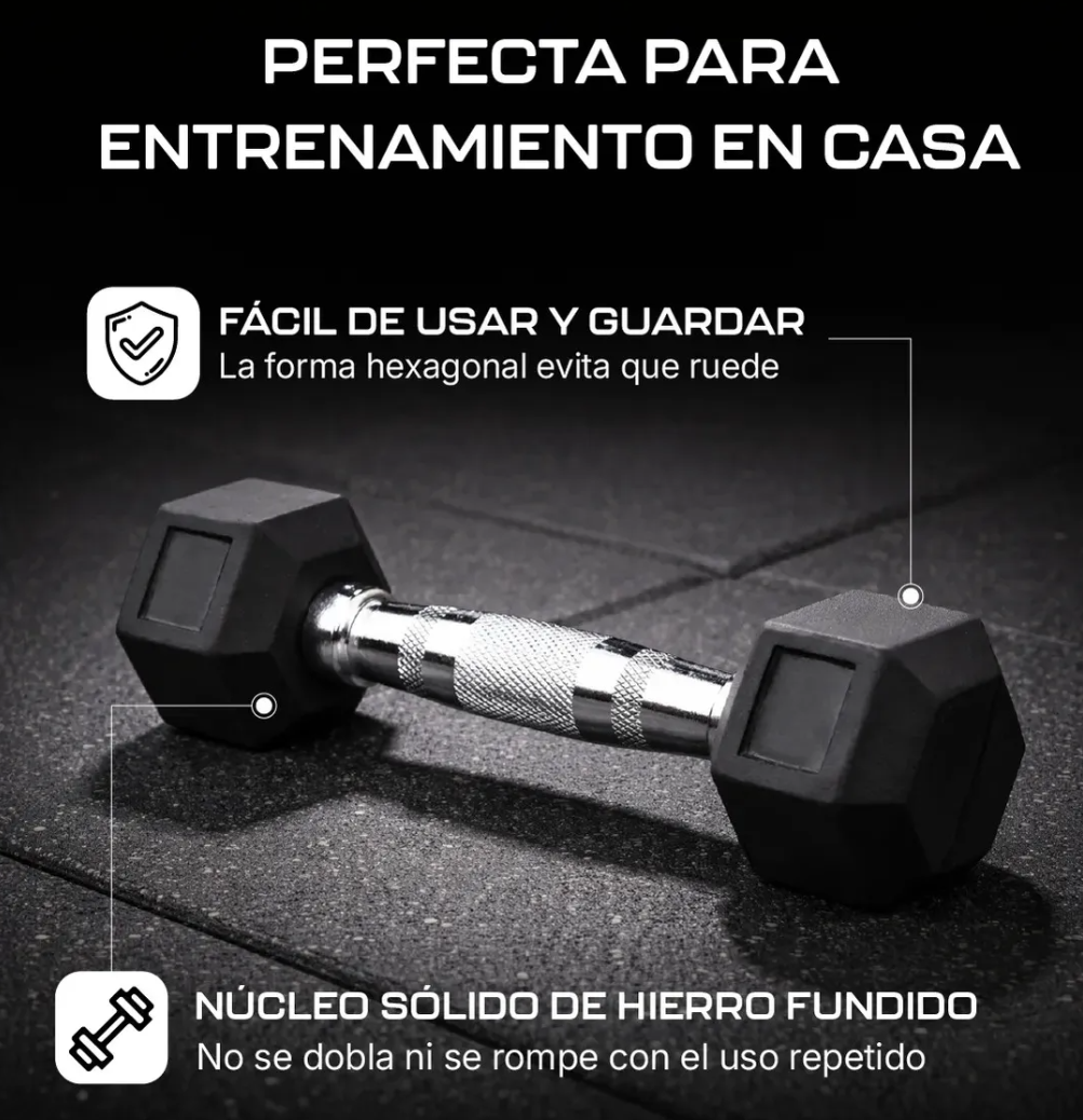 G-Fitness Mancuerna Hexagonal Engomada 5 kg — Par (x2)