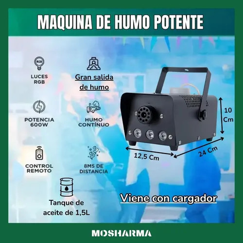 Máquina de humo 600 W con flash LED RGB y control inalámbrico — foto 2