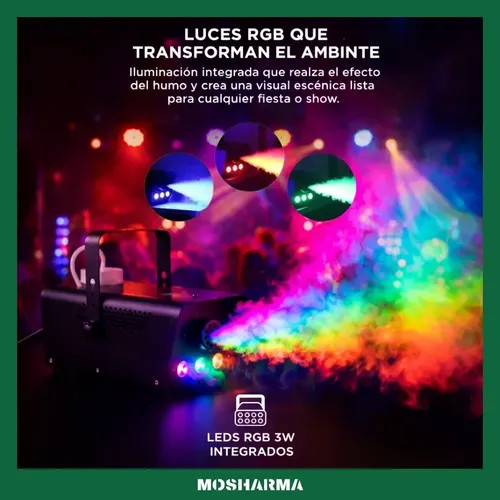 Máquina de humo 600 W con flash LED RGB y control inalámbrico — foto 3
