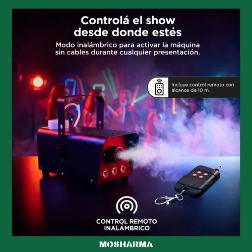 Máquina de humo 600 W con flash LED RGB y control inalámbrico — foto 4
