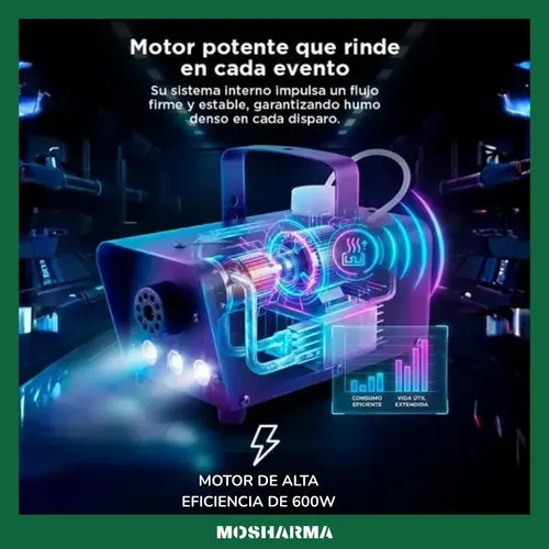 Máquina de humo 600 W con flash LED RGB y control inalámbrico — foto 5