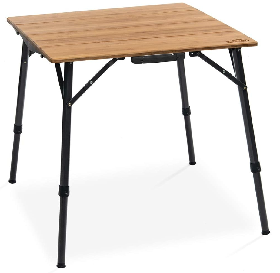 qeedo Quick Kimmy Mesa de Camping Bambú Plegable Regulable